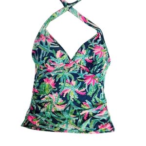 Lilly Pulitzer Tankini Top In Macaw Blue Sweet Escape - Size 12